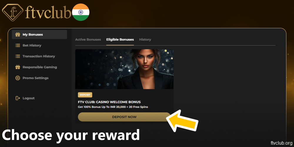 Choose your reward on FTVClub website