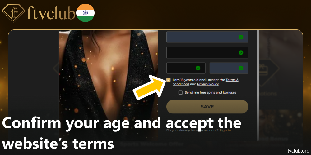 Confirm your age and accept the FTVClub website’s terms