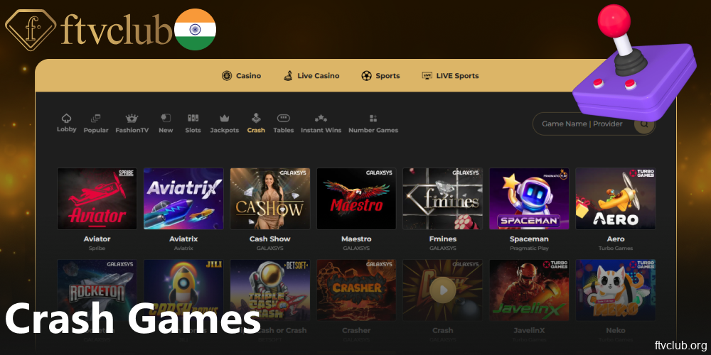 Crash games available on FTVClub India