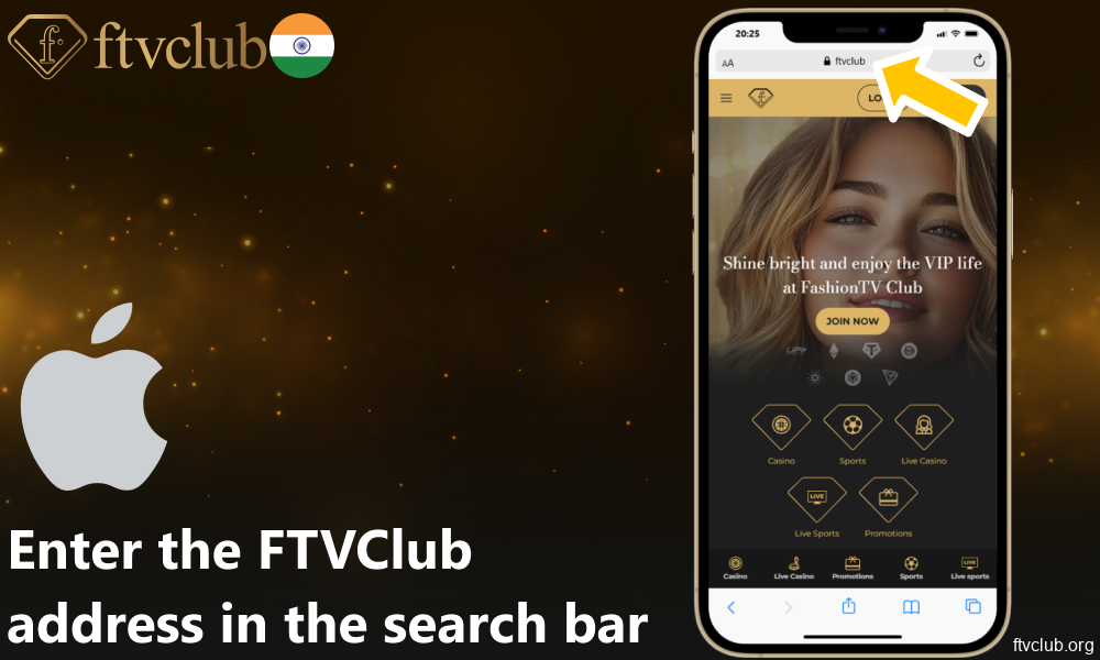 Enter the FTVClub address in the search bar