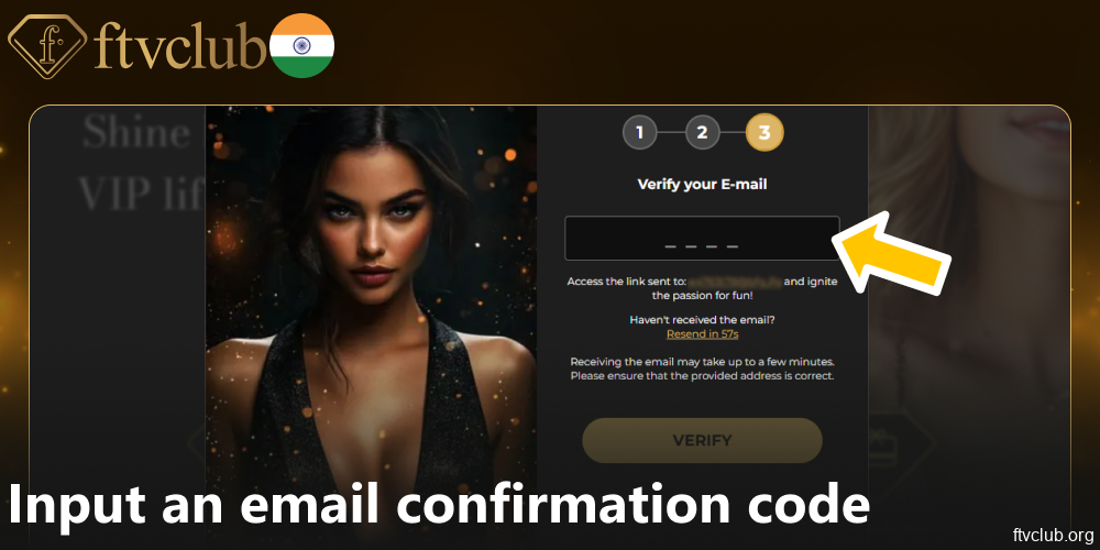 Input an email confirmation code on FTVClub