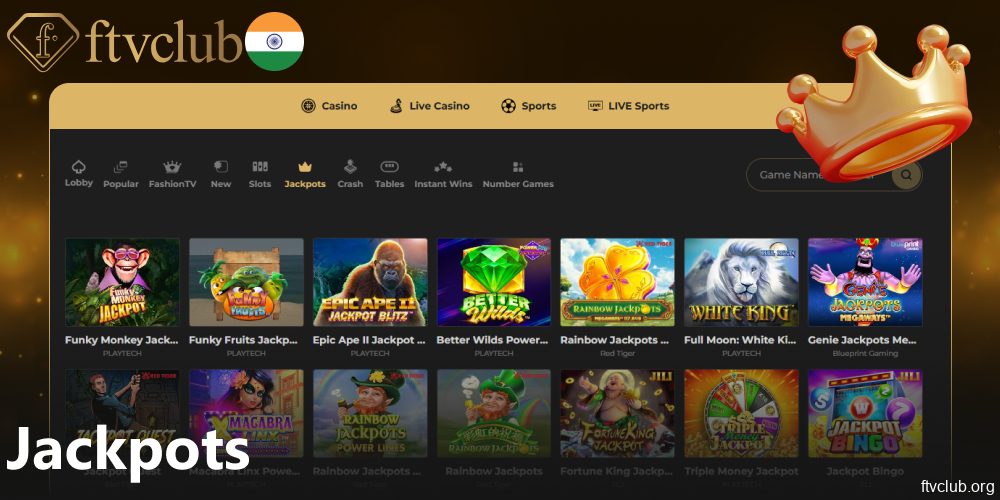 Jackpot games available on FTVClub India