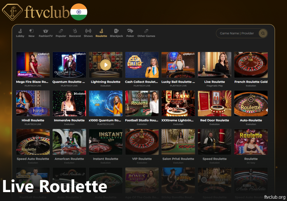 Live roulette games available on FTVClub India
