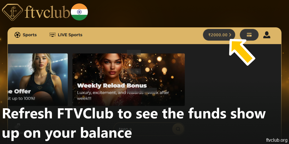 Refresh FTVClub to see the funds show up on your balance