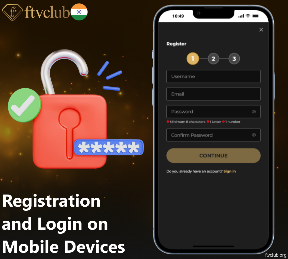 Instructions on registration and login on FTVClub on mobile devices for players from India