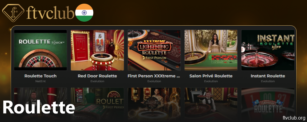 Roulette games available on FTVClub for players from India